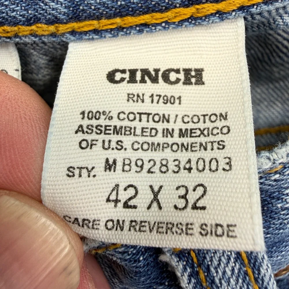 Cinch Jeans White Label Mens 42x32 Straight Leg Western Relaxed Denim MB92834003